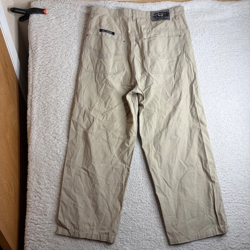 Vintage Wu-Wear Wu-Tang Clan Baggy hiphop Pants Khaki Tan Mens 36x28 Y2K
